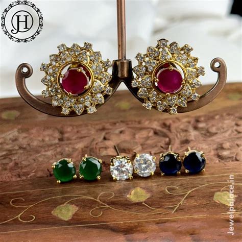 Beautiful Gold Plated AD Stone Changeable Stud Earrings JH5916 – Jewel ...