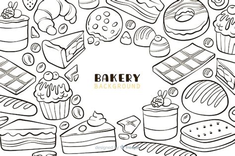 Hand drawn bakery food background | Free Vector