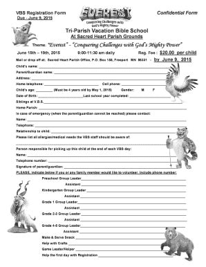 Fillable Online VBS Reg Form 2015 Read-Only Fax Email Print - pdfFiller