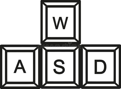 WASD Keys Set. Simple Outline Style Gaming Keyboard Concept Icon. Play ...