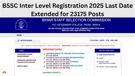 BSSC Inter Level Vacancy 2025 Application Deadline Extended, Check ...