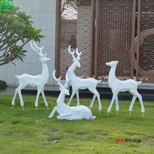 玻璃钢景观装饰美陈鹿雕塑几何切面仿真鹿雕塑公园小区工艺品摆件-阿里巴巴