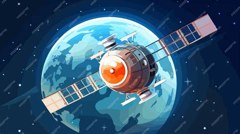 Soviet Satellite Orbiting Earth in Space | Premium AI-generated vector