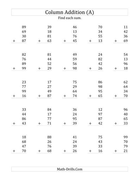 Adding Up to Four 2-Digit Numbers 的图像结果