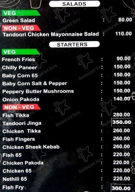 Menu at Courtallam Border Parotta, Mahabalipuram