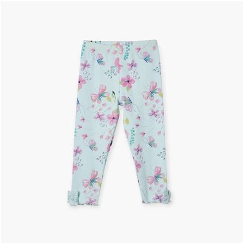 Juniors Floral Print Leggings with Elasticated Waistband