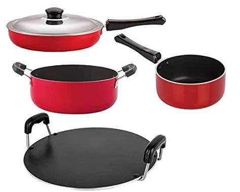 Buy Nirlon Non-Stick Aluminium Dishwasher Safe Flat Base Cooking ...