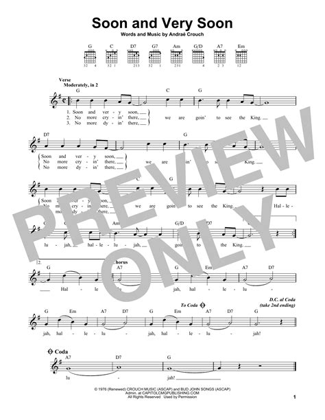 Soon And Very Soon by Andrae Crouch Sheet Music for Easy Guitar at ...