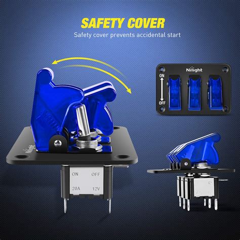 Buy Nilight 3 Gang Toggle Switch 12V Rocker Switch Panel with LED Light ...