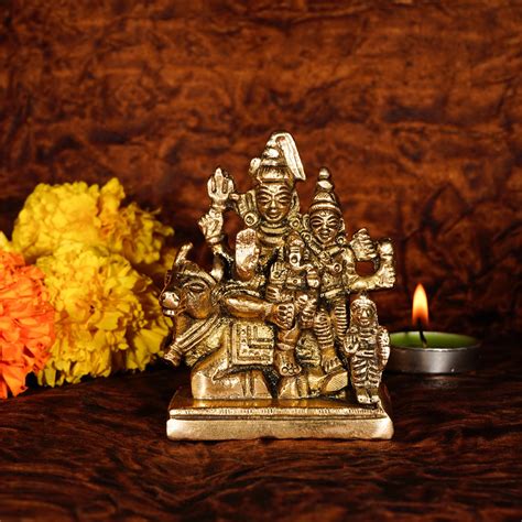 Ekhasa 100% Pure Brass Shiv Parivar Murti (8.5 cm) | Shiv Parvati Murti ...