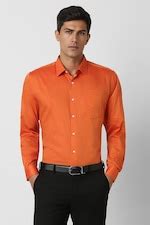 Buy Men Orange Regular Fit Solid Full Sleeves Wedding Shirt Online ...
