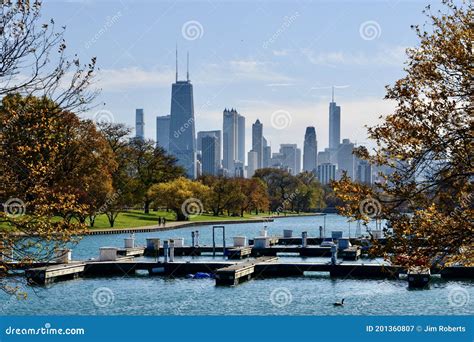 Skyline from Diversey Harbor Stock Image - Image of illinois, november ...