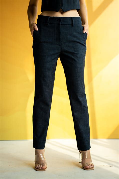 Buy Women's Blue Business Casual Pants Online In India