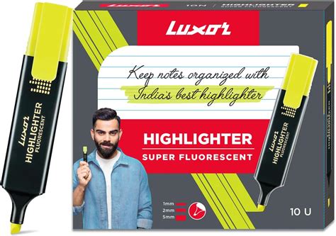 Luxor Fluorescent Highlighter |Pack of 10 |Yellow Colour : Amazon.in ...