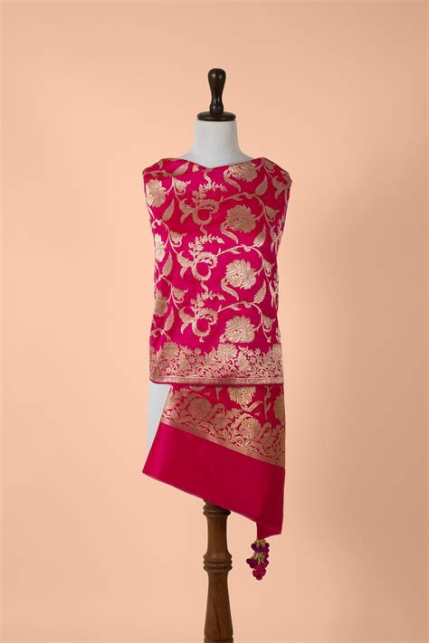 Handwoven Pink Silk Dupatta