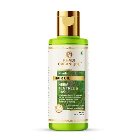 Buy Khadi Organique Ayurvedic Neem Tea Tree & Basil Hair Oil In India