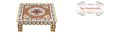 Sgr Handicrafts Square Puja Bajot Stool for Home & Office Decor Wooden ...