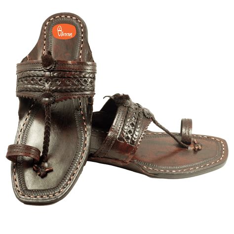 Original Dark Brown Pure Leather Moja shape Handstitched Kolhapuri Cha