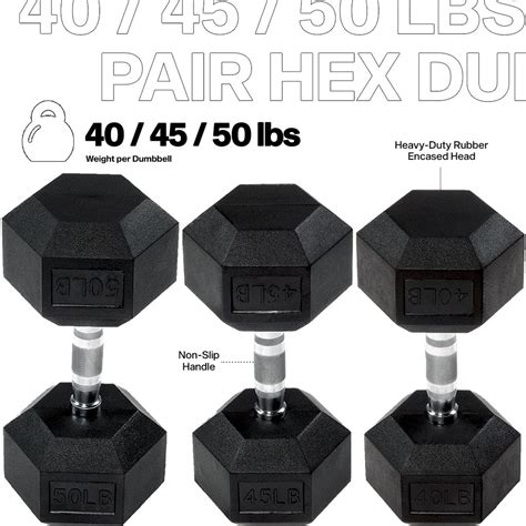 40 lbs / 45 lbs / 50 lbs (PAIR / 2 PCS) Rubber Hex Dumbells | Shopee ...