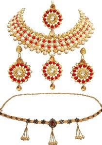 HARITA Crystal, Alloy Gold-plated Red, Gold Jewellery Set Price in ...
