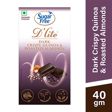 Buy Sugar Free D'lite Crispy Quinoa & Roasted Almonds Dark Chocolate ...
