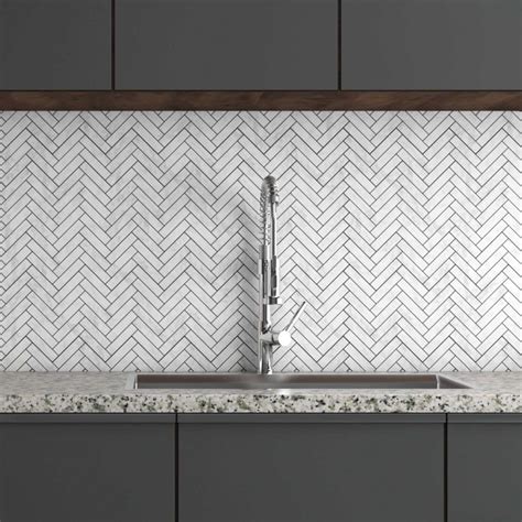 Herringbone Tile Pattern Backsplash