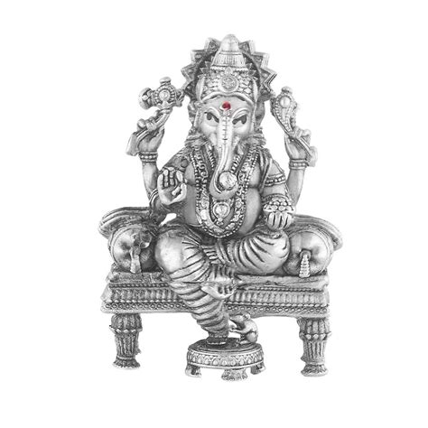 Silver Idol of Ganesha On Patla. Antique Look God Idol ~ CaratCafe