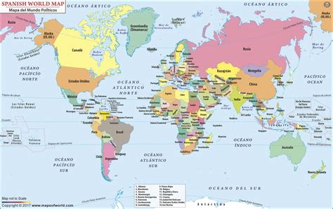 World in Spanish Wall Map by Maps of World - MapSales
