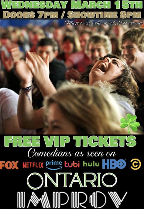 FREE VIP TICKETS to the Ontario Improv Comedy Club 3/15/2024 at Ontario ...