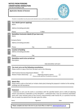 Fillable Online Building Control Application - Demolition Notice ...
