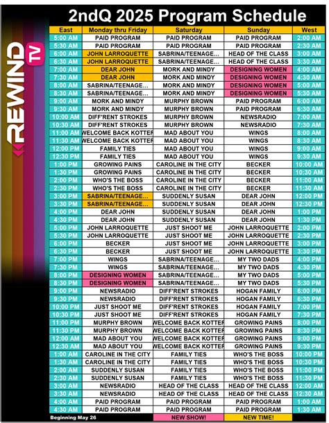 East-West Schedule - Rewind TV