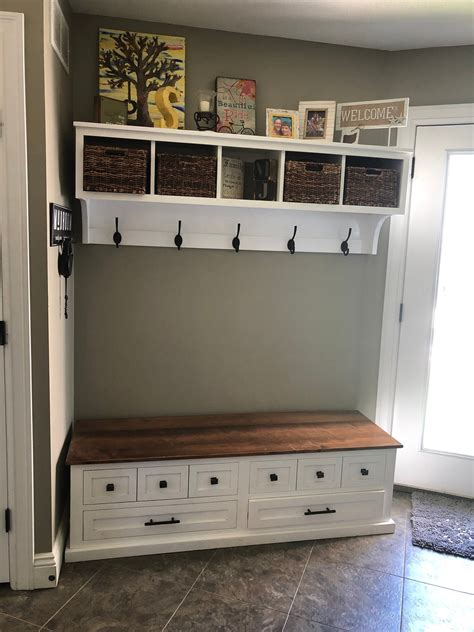 Entryway Coat Rack and Bench, Wall Storage Cubby with Matching Bench ...