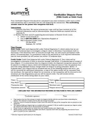 2012-2026 Summit Credit Union Cardholder Dispute Form - Fill Out, Sign ...