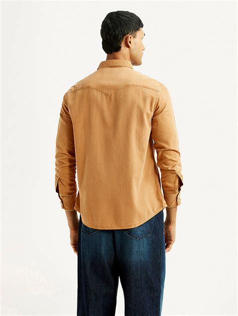 Men's Solid Tan Slim Fit Denim Shirt – Levis India Store