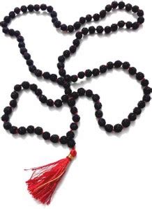 Shiv Omkar Black Rudraksha Mala 7mm 5 Mukhi for Japa Puja and Neck ...