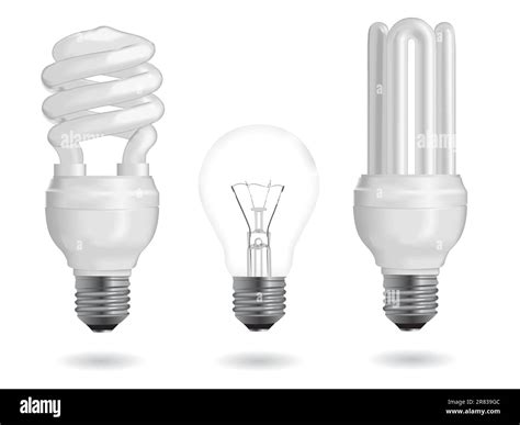 Incandescent and fluorescent energy efficiency light bulbs. Vector ...