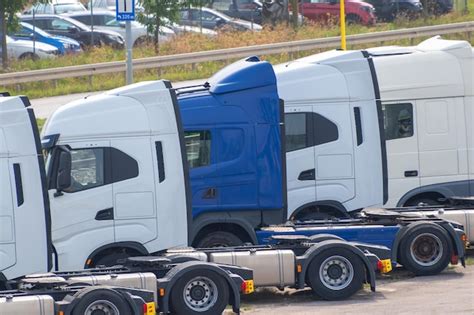 Unladen trucks in the parking lot transport cargo transportation ...