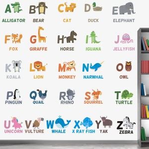 WALL STICKS 100 cm Alphabets - Animals - Baby - Kids - Learning ...