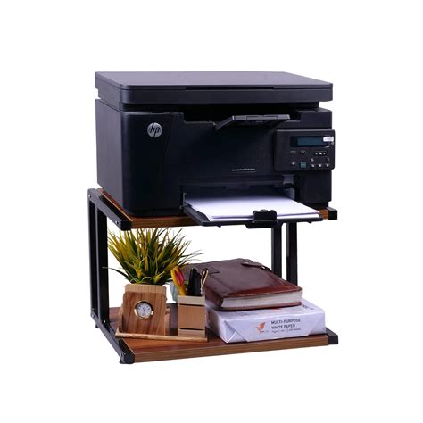 MY-RV DECOR 24122 Classic Metal FrameWooden Printer Stand, Two Tier ...