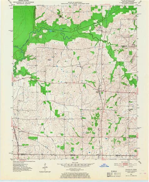 Classic USGS Cayce Kentucky 7.5'x7.5' Topo Map - MyTopo Map Store