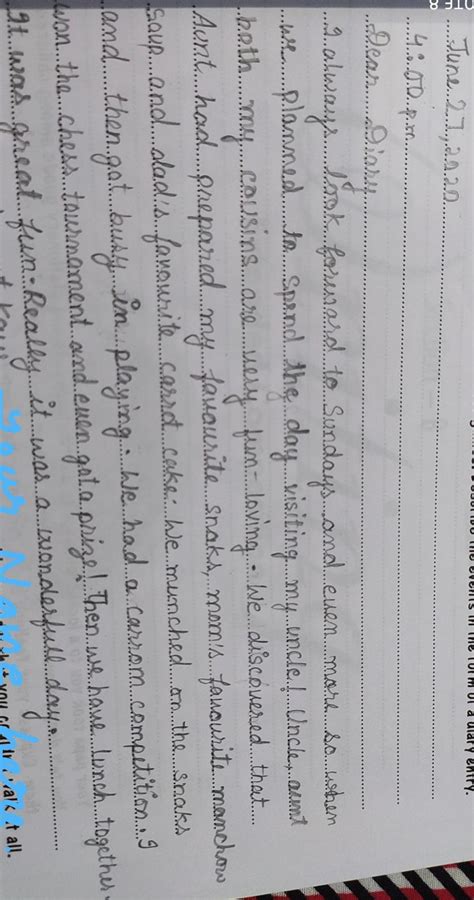 it was Sunday and you spend the day at your uncle's house with your ...