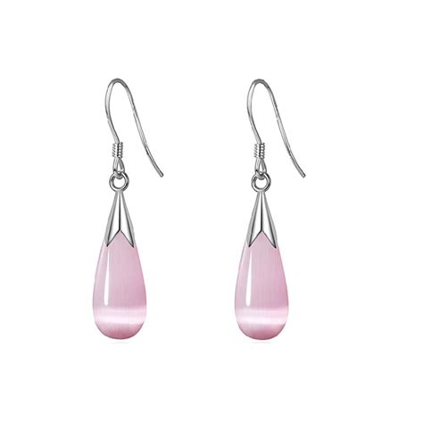 Silver Shoppee Pink Silver Plated Moonstone Drop Earrings for Women ...