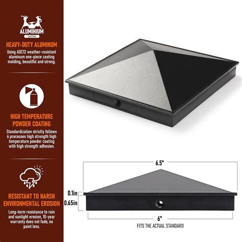 Buy 6x6Aluminum Pyramid Fence Post Cap, Decks Square Wooden Post Top ...