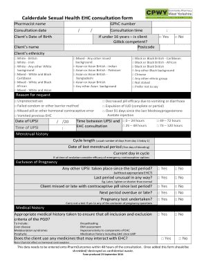 Emergency Hormonal Contraception Consultation Form - Blank Fillable ...