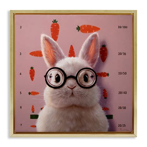 Bunny & Carrots Eye Exam Gold Framed Floater Canvas Wall Art, design by Lucia Heffernan ...