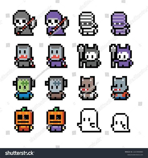 October Halloween Pixel Art Isolated White Stock Vector (Royalty Free ...