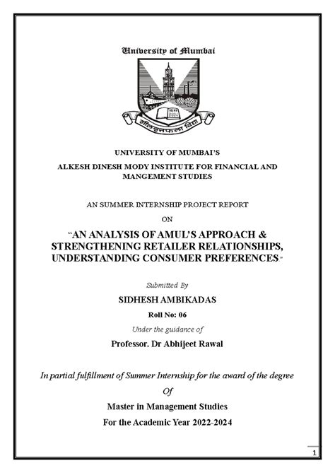 Final Internship Report - UNIVERSITY OF MUMBAI’S ALKESH DINESH MODY ...