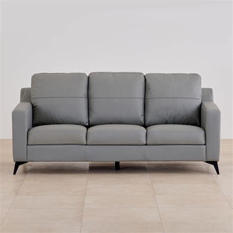 Buy Madison Half Leather 3+2+1 Seater Sofa Set - Grey from Home Centre ...