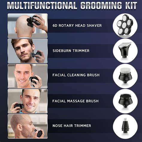 Buy Head Shavers for Men,6 Head Waterproof Rechargeable Electric Razor ...