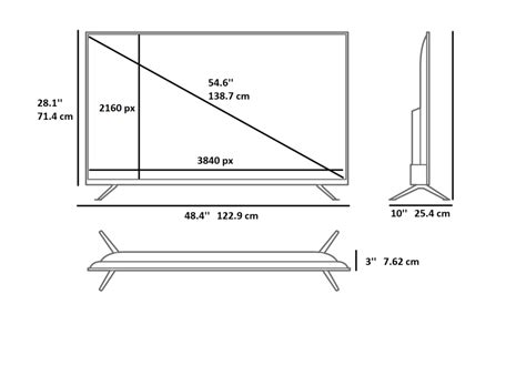 55 inch TV dimensions specifications and dimensions - Display Depth